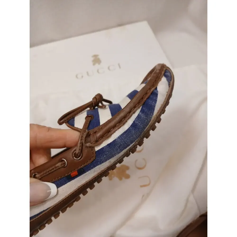 Gucci Loafers Little Boys Sz 13 Blue White Striped Box & Dustbag Nautical Shoes